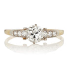 Old European Cut Diamond Ring Platinum Topped 14 Karat Yellow Gold Setting