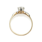 Old European Cut Diamond Ring Platinum Topped 14 Karat Yellow Gold Setting