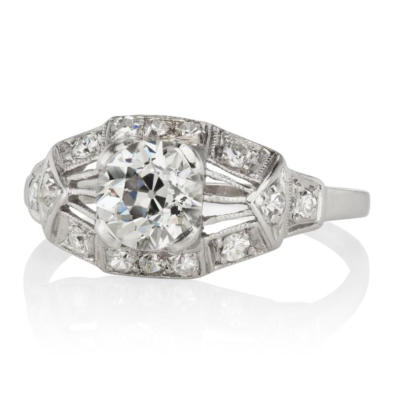 0.97ct old European cut diamond engagement ring