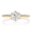 0.98ct old European cut diamond Tapered Yellow Gold Engagement Ring