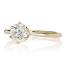 0.98ct old European cut diamond Tapered Yellow Gold Engagement Ring