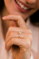 0.98ct old European cut diamond Tapered Yellow Gold Engagement Ring