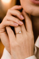 0.98ct old European cut diamond Tapered Yellow Gold Engagement Ring