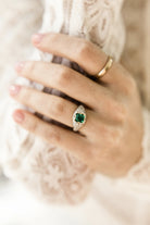 1.00ct Colombian Emerald 1 Carat Emerald Engagement Ring With Diamond Cluster