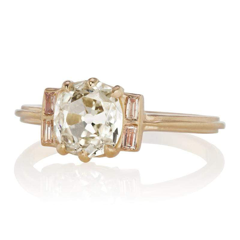 1.02ct old Mine cut diamond diamond engagement ring