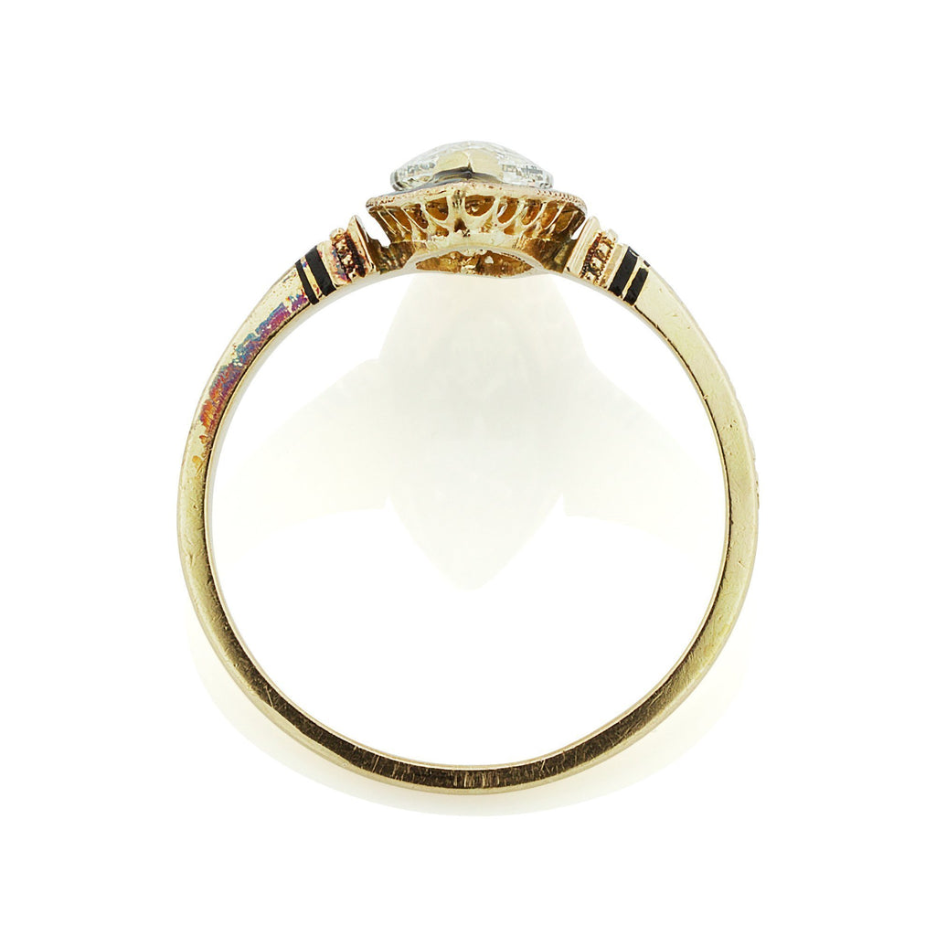 1.04ct Marquise Diamond Marquise Diamond & Black Enamel Halo Engagement Ring