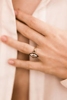 1.04ct Marquise Diamond Marquise Diamond & Black Enamel Halo Engagement Ring