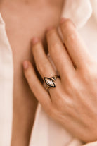 1.04ct Marquise Diamond Marquise Diamond & Black Enamel Halo Engagement Ring