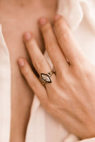 1.04ct Marquise Diamond Marquise Diamond & Black Enamel Halo Engagement Ring