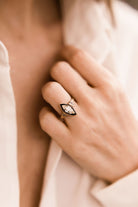 1.04ct Marquise Diamond Marquise Diamond & Black Enamel Halo Engagement Ring