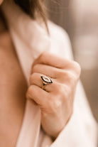 1.04ct Marquise Diamond Marquise Diamond & Black Enamel Halo Engagement Ring