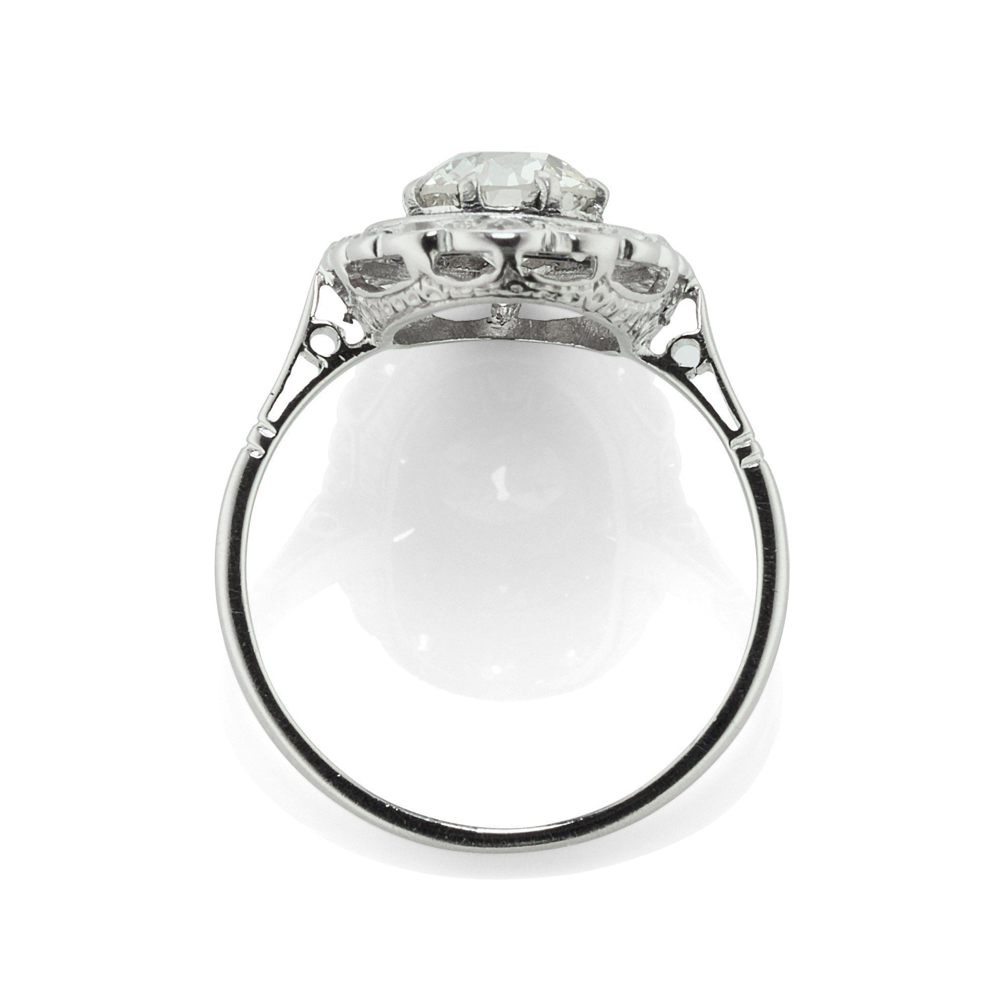 1.07ct old European cut diamonds Sapphire And Diamond Double Halo Engagement Ring