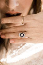 1.07ct old European cut diamonds Sapphire And Diamond Double Halo Engagement Ring