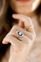 1.07ct old European cut diamonds Sapphire And Diamond Double Halo Engagement Ring