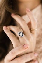 1.07ct old European cut diamonds Sapphire And Diamond Double Halo Engagement Ring