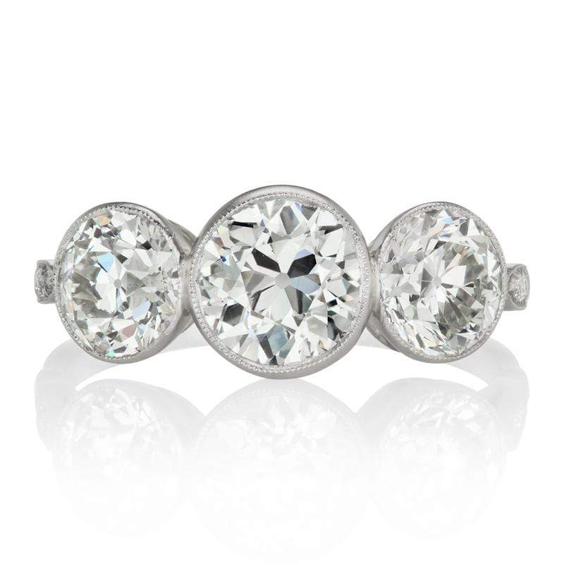 3 Diamond Bezel Set Engagement Ring Circa 1930 | Victor Barbone