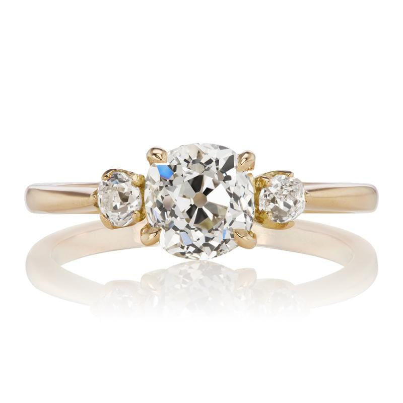 Yellow Gold Diamond Engagement Ring with Side Stones