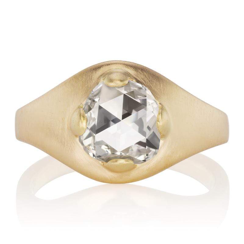 1.15 ct Rose Cut Diamond Solitaire Engagement Ring