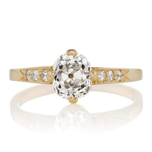 1.15 ct Elongated Antique Cushion Diamond Engagement Ring with Side Stones