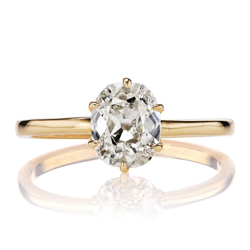 Elongated Old Mine Cut Yellow Gold Solitaire