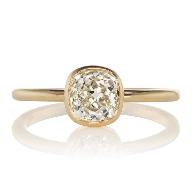 Bezel Set Old Mine Cut Diamond Solitaire Engagement Ring