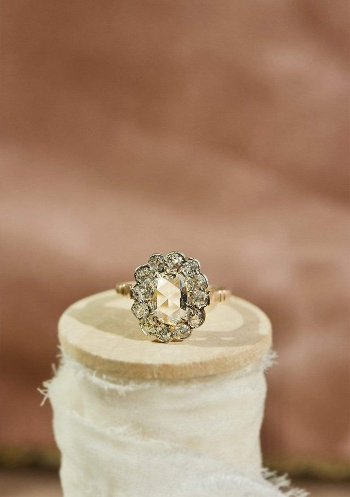 1.20ct Oval Rose Cut Diamond Ring
