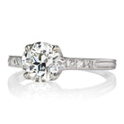 Vintage Old European Cut Engagement Ring with French Cut Side Stones