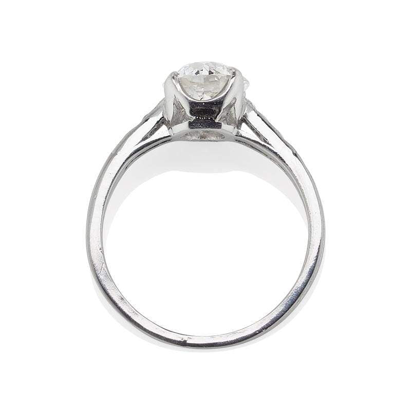 Vintage Old European Cut Engagement Ring with French Cut Side Stones