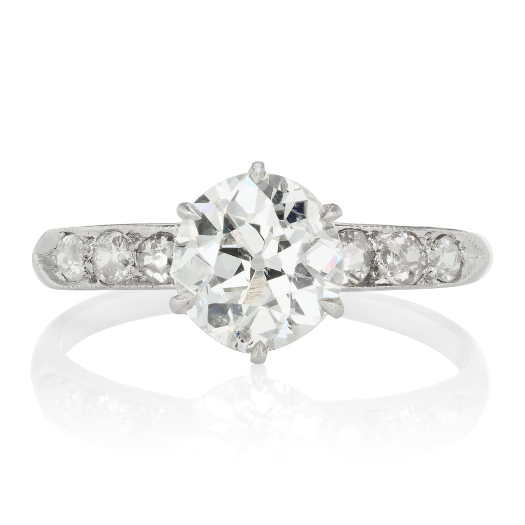 1.23 old European cut diamond 7 Diamond Engagement Ring