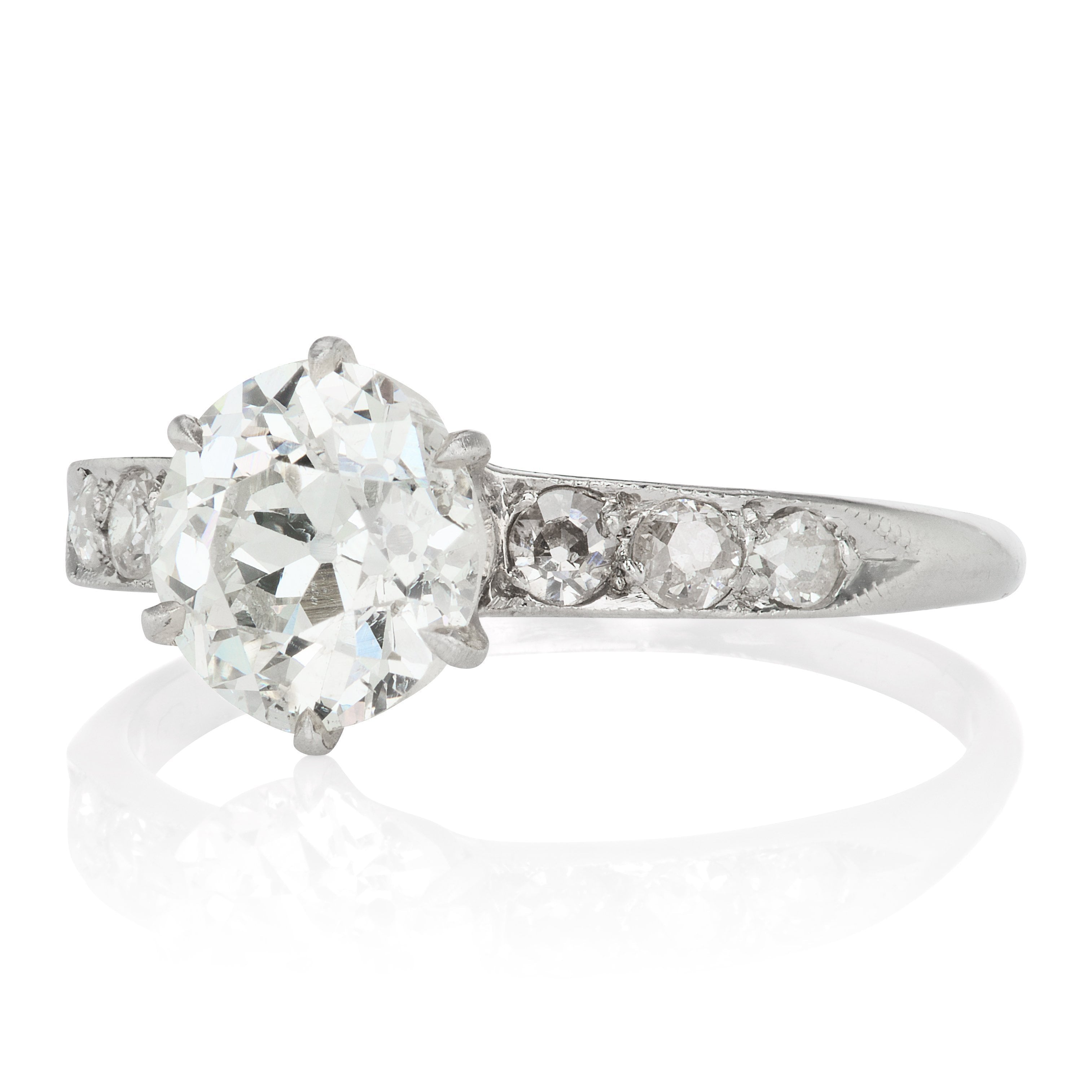 1.23 old European cut diamond 7 Diamond Engagement Ring