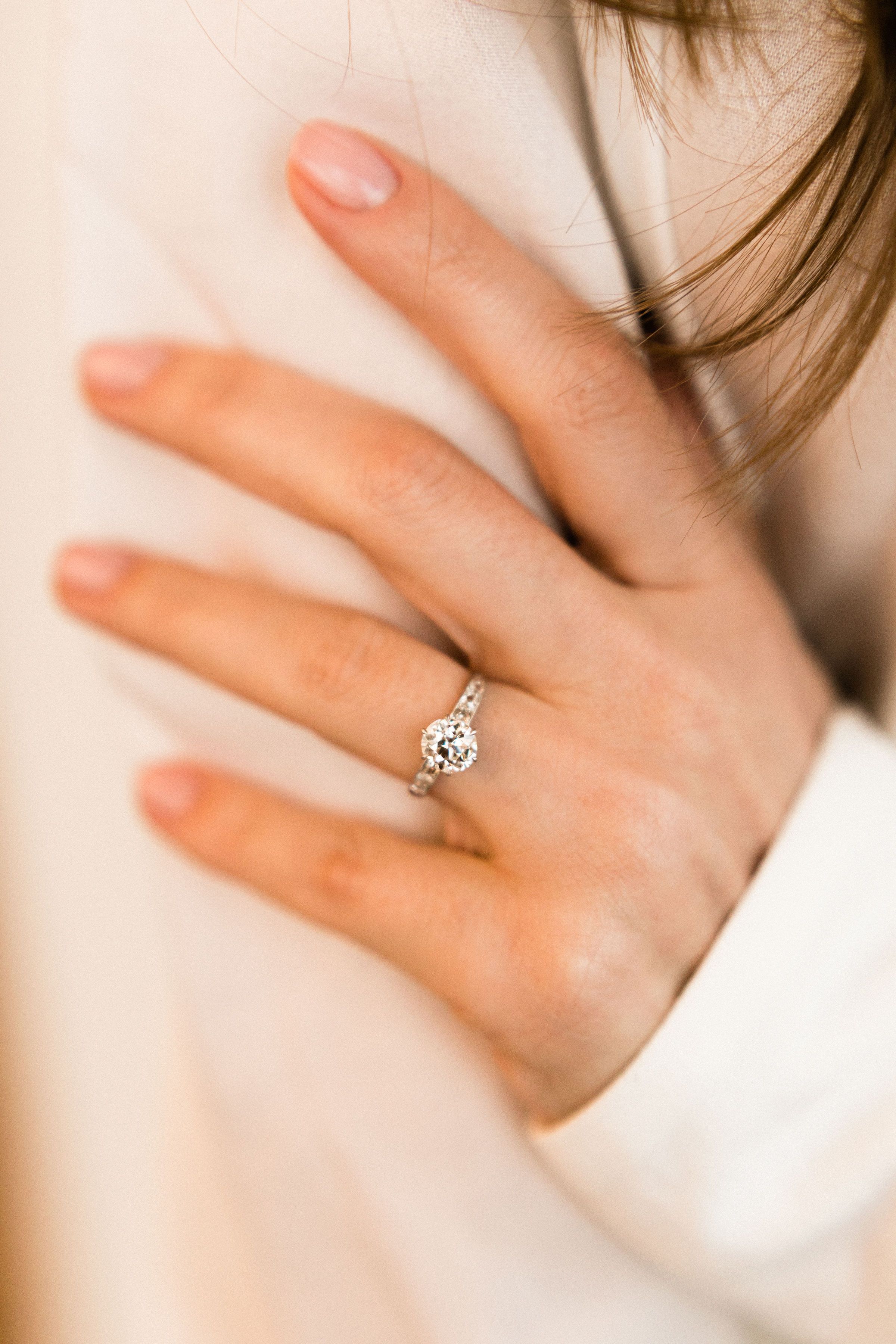 1.23 old European cut diamond 7 Diamond Engagement Ring