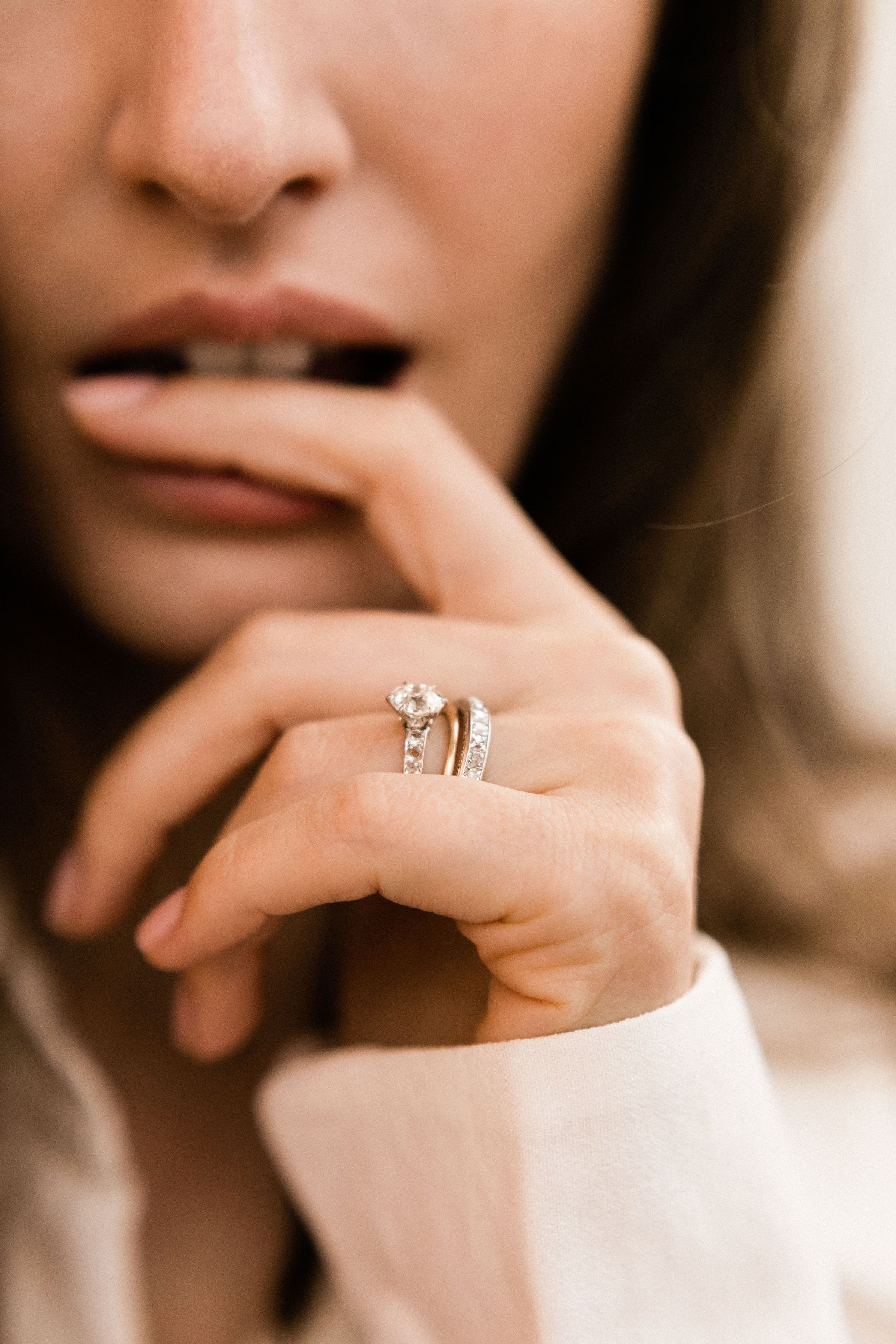 1.23 old European cut diamond 7 Diamond Engagement Ring