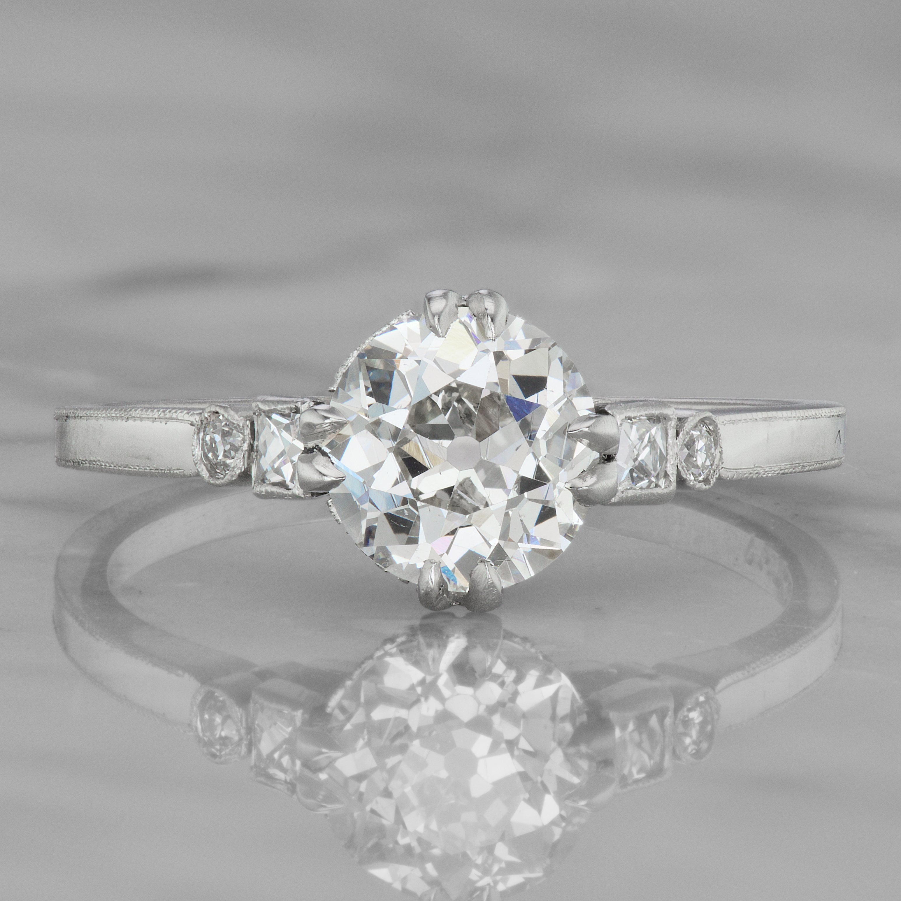 Engagement Ring With French Cut Side Stones | Victor Barbone