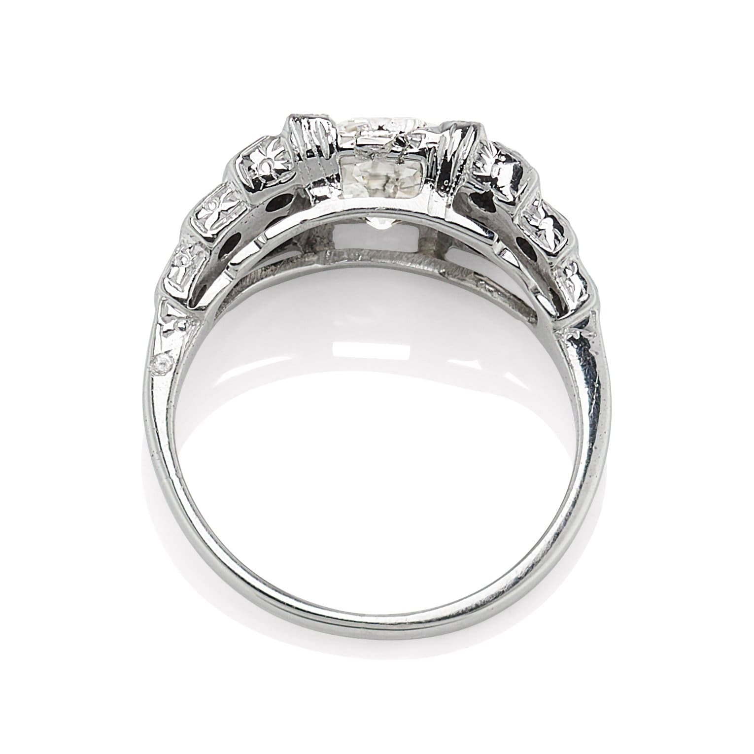 Unique Art Deco Transitional Cut Engagement Ring