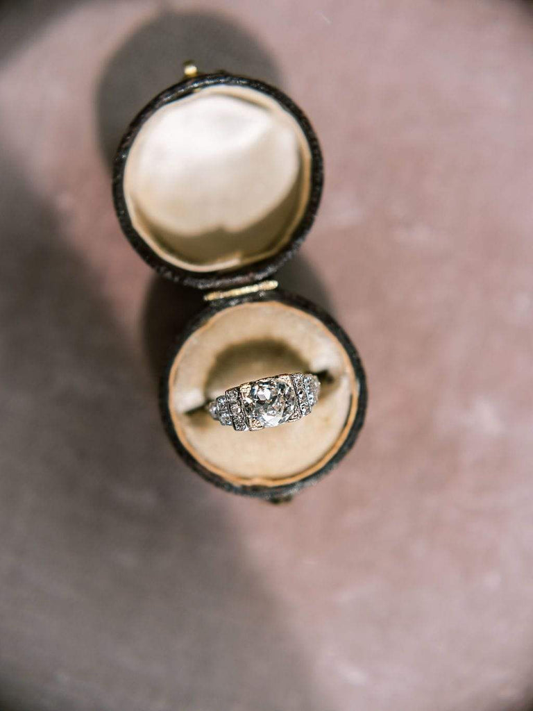 Unique Art Deco Transitional Cut Engagement Ring
