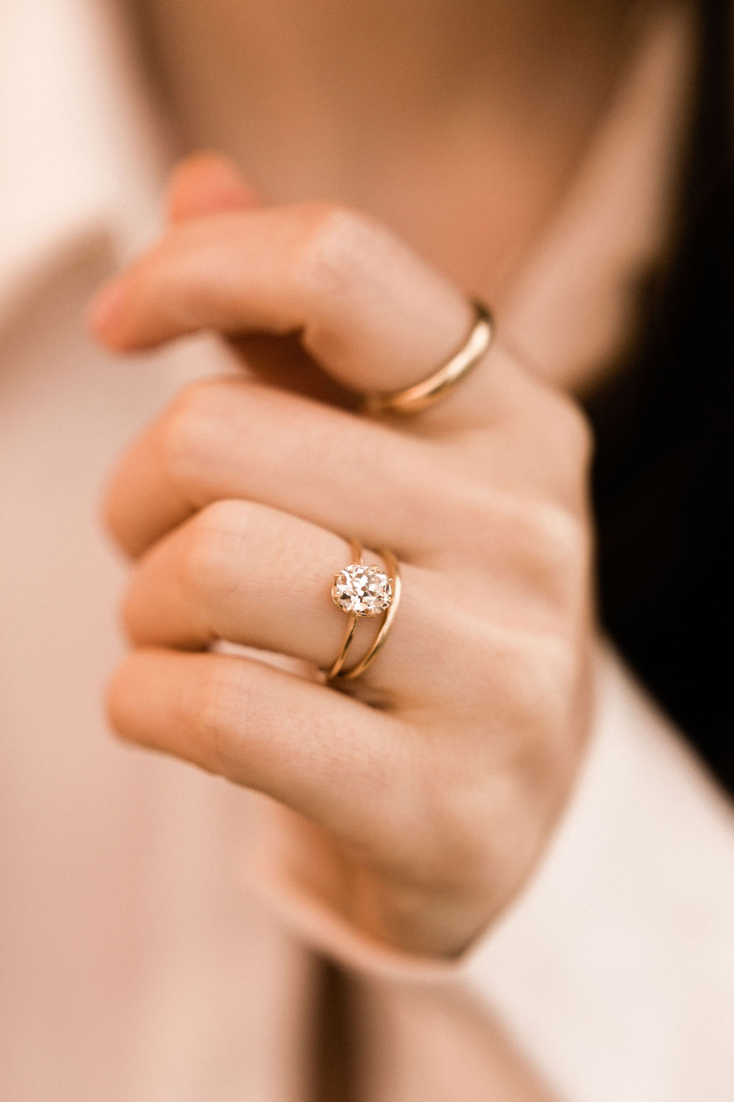 1.28ct Old Mine Cut Diamond 18k Yellow Gold Old Mine Cut Diamond Engagement Ring