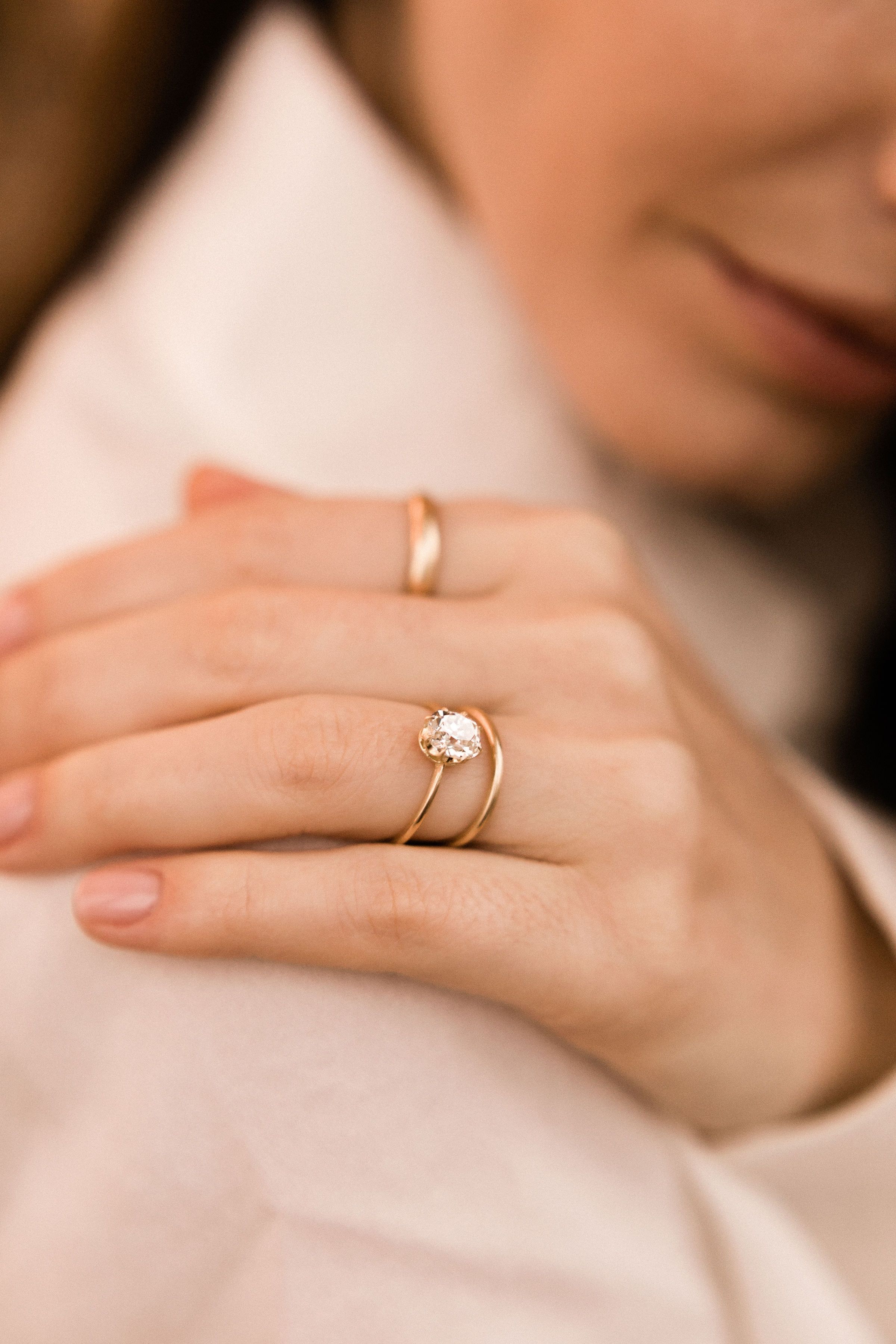 1.28ct Old Mine Cut Diamond 18k Yellow Gold Old Mine Cut Diamond Engagement Ring