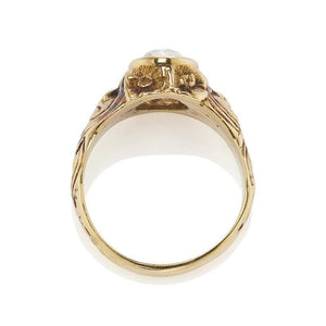 Art Nouveau Engraved Diamond Engagement Ring