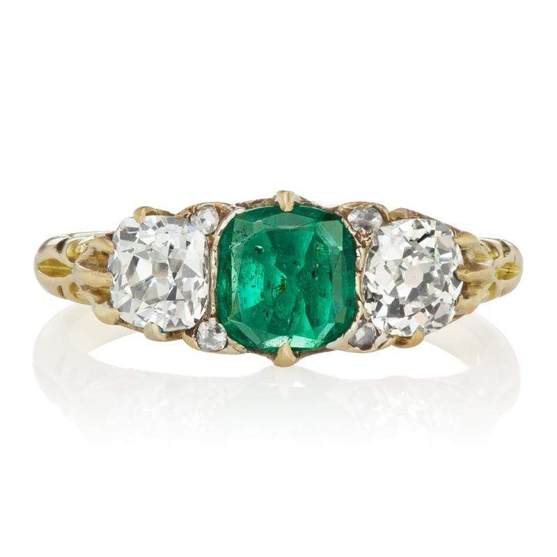 1.30 ct Emerald Engagement Ring With Diamonds c.1890 | Victor Barbone