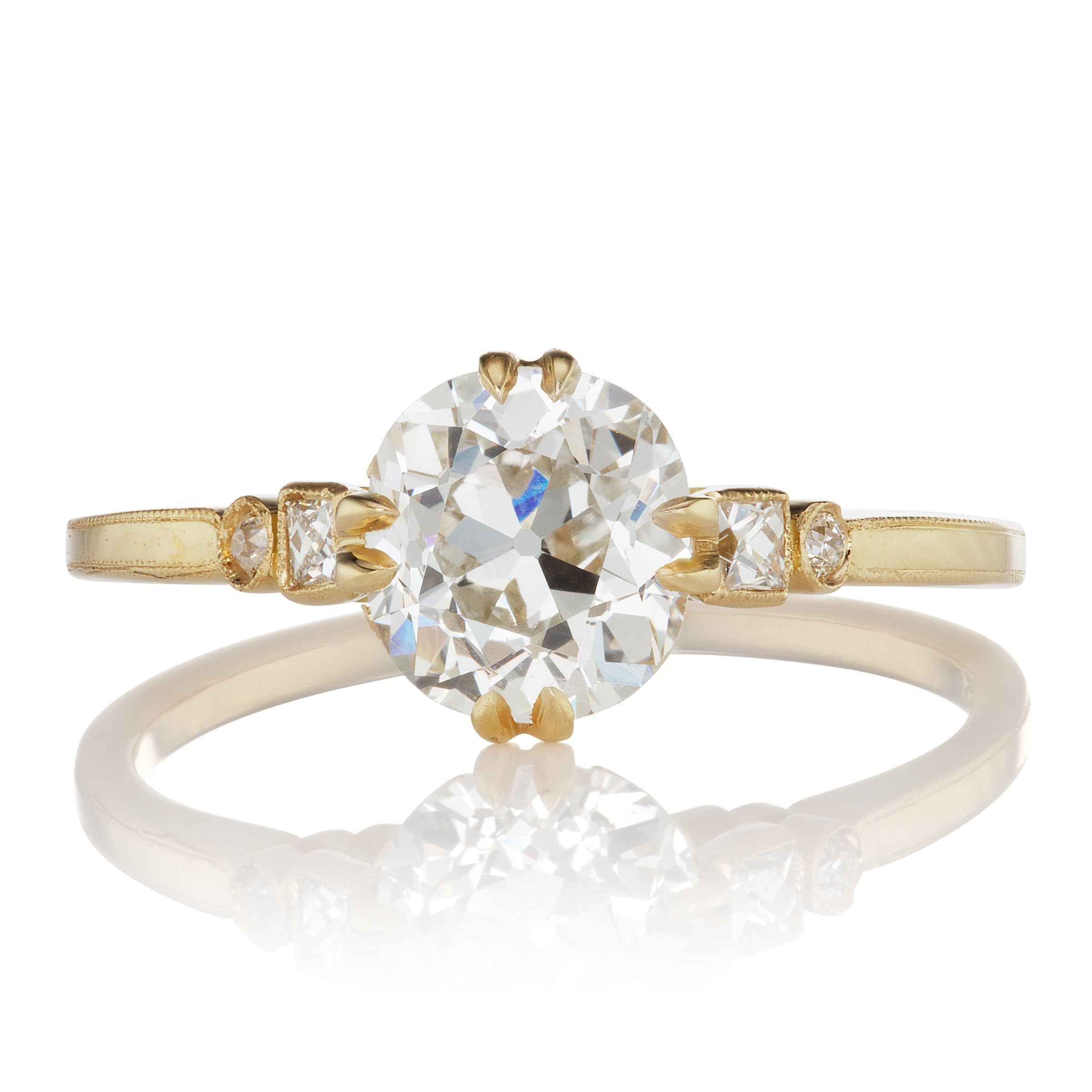 Engagement Ring With Bezel Set Side Stones | Victor Barbone