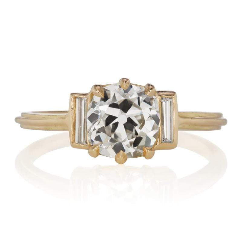 Diamond Engagement Ring with Vertical Baguettes