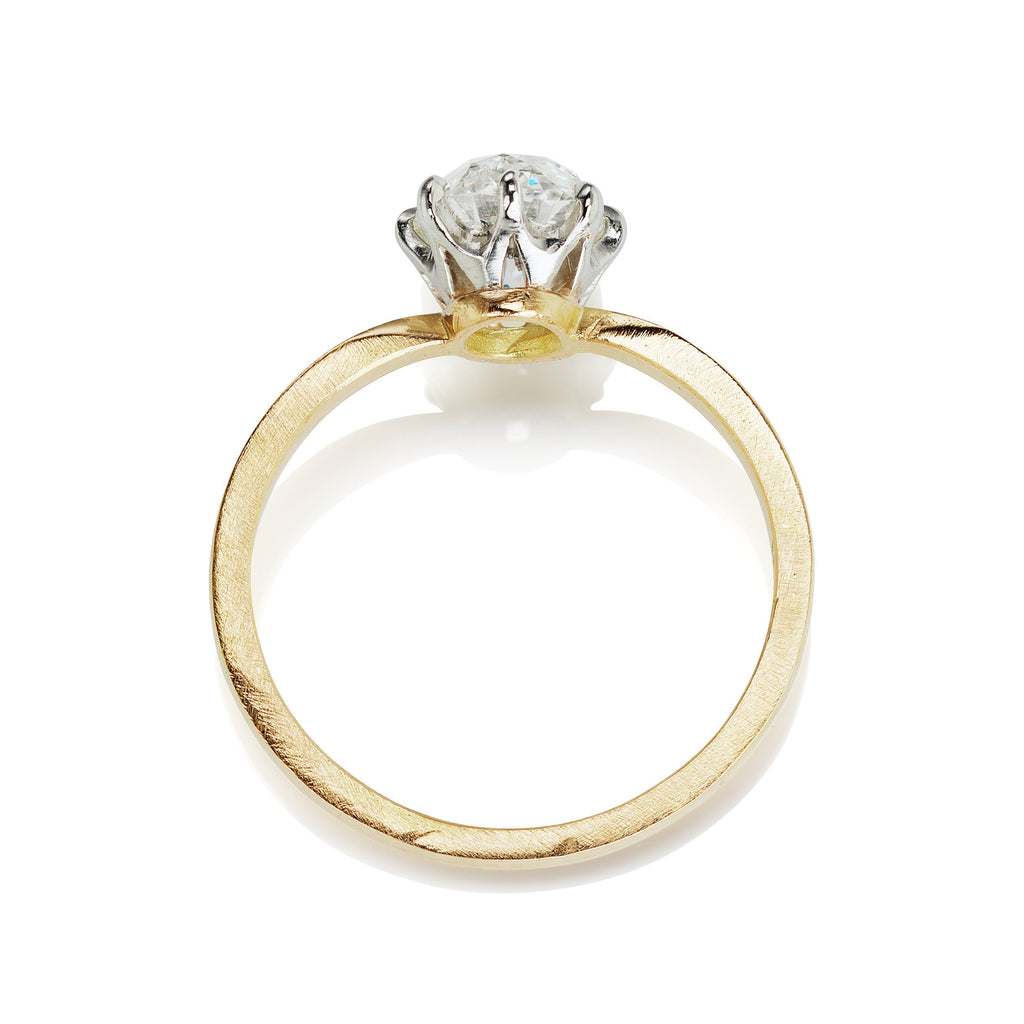 1.36 old mine cut diamond 8 Prong Basket Setting Engagement Ring