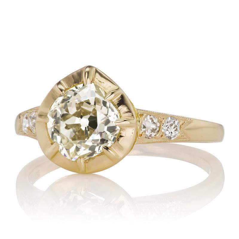 1.37-Carat Old Mine Cut Diamond Collet-Set in 18 Karat Yellow Gold