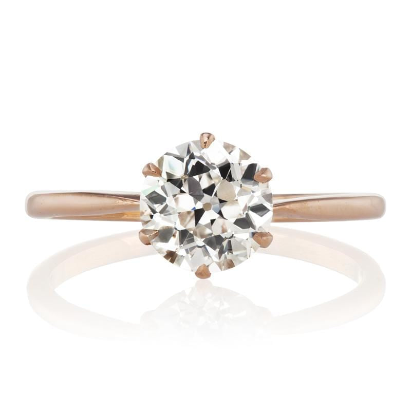 Old European Cut Rose Gold Solitaire Vintage Engagement Ring