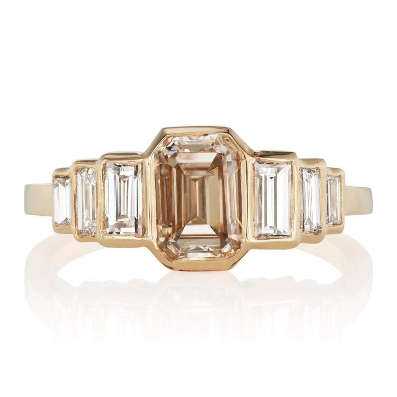 Light Brown Diamond Engagement Ring with Baguettes
