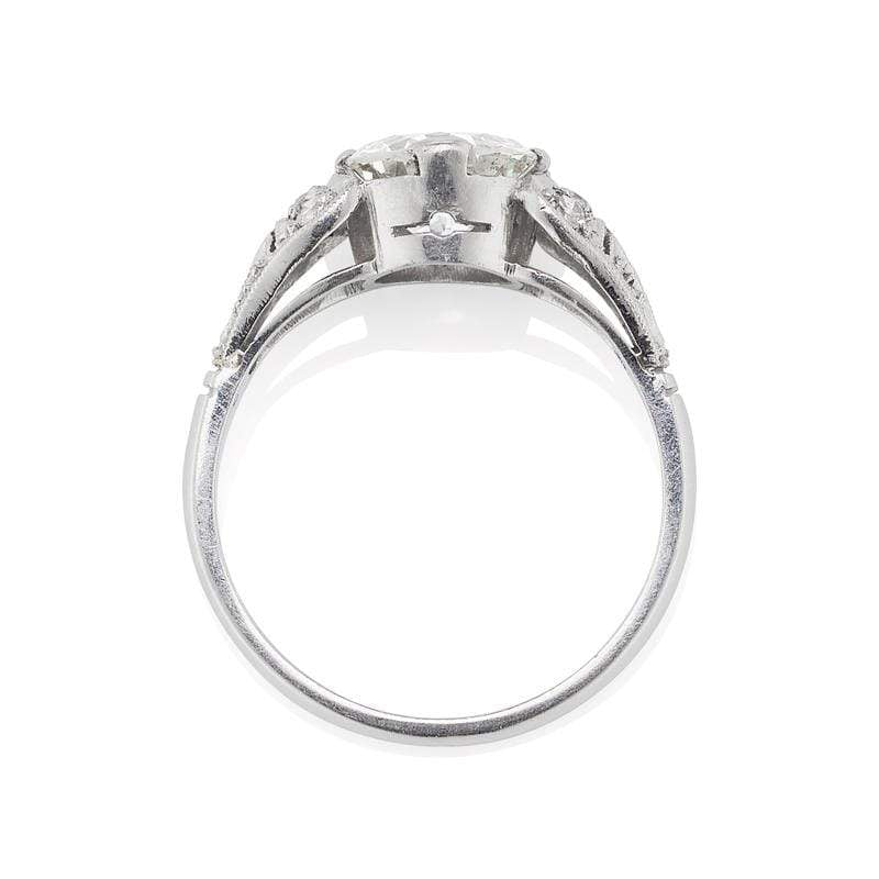 Platinum Engagement Ring With Bead Set Side Stones