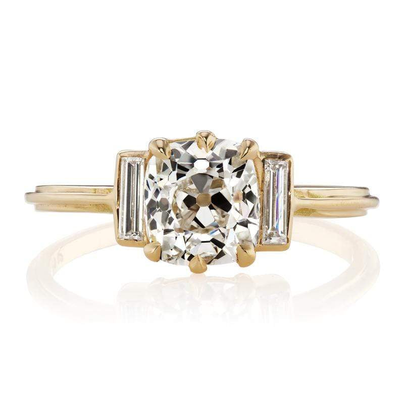 1.47 ct Diamond Engagement Ring with Baguette Side Stones