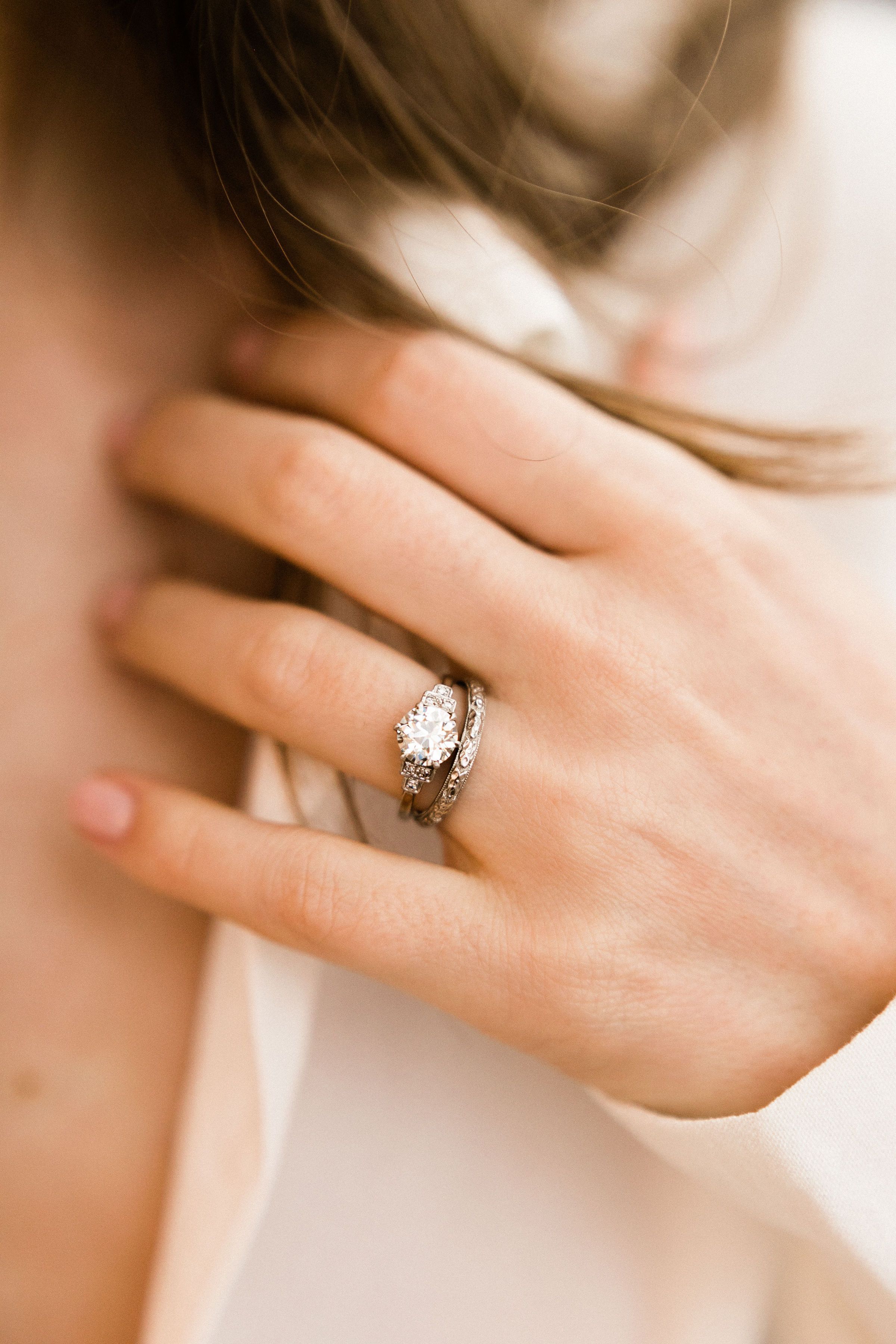 1.51 old european cut diamond Tiered Engagement Ring