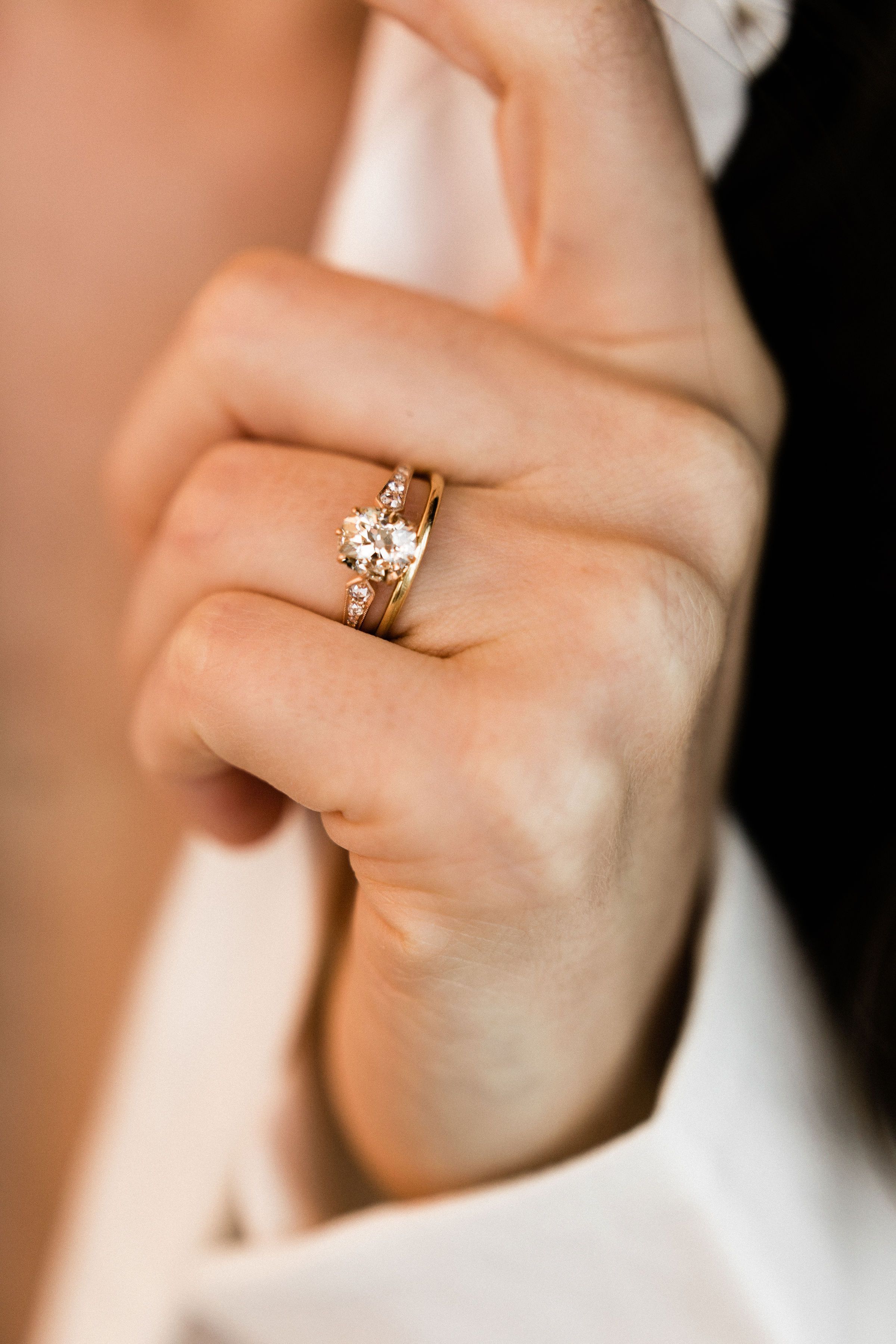 1.55ct Old Mine Cut Diamond 18k Rose Gold Diamond Engagement Ring