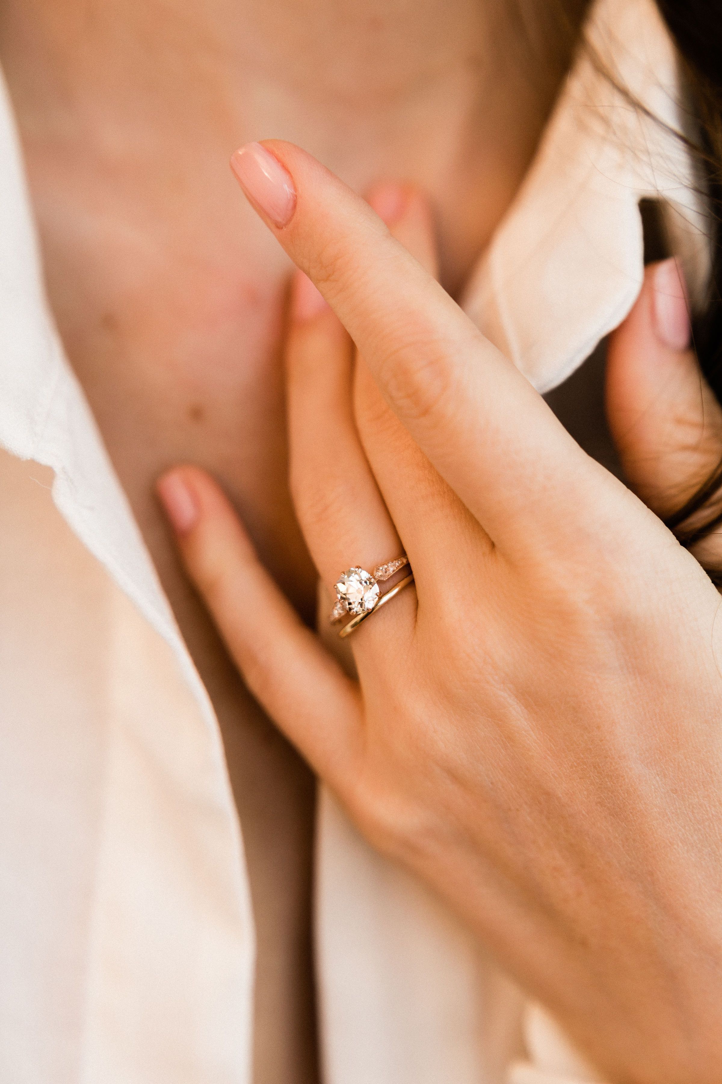 1.55ct Old Mine Cut Diamond 18k Rose Gold Diamond Engagement Ring